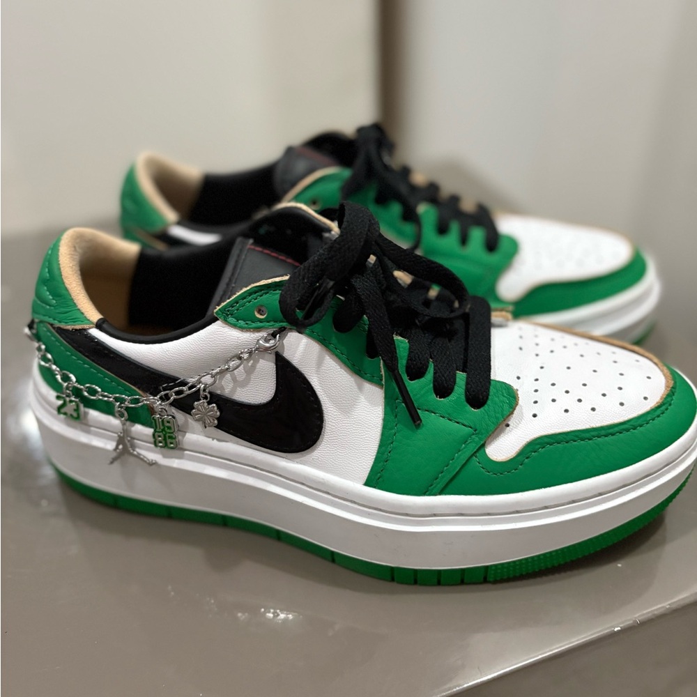 Nike Green and White Sneakers with Black Accents
